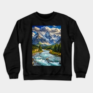 Scenery Mountain River Nature Photography Crewneck Sweatshirt